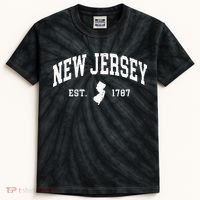 New Jersey Est 1787 Distressed Worn Kids Tie-Dye T-Shirt thumb 0