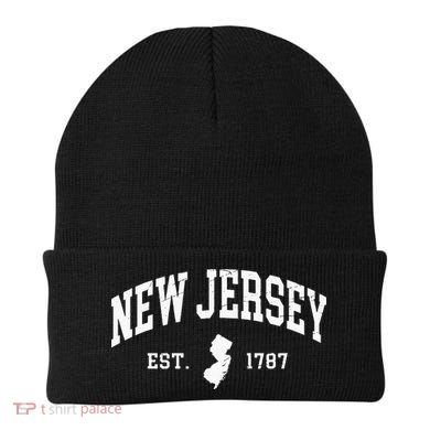 New Jersey Est 1787 Distressed Worn Beanie