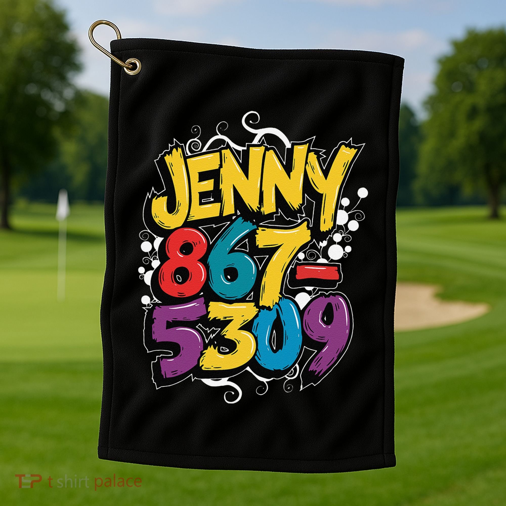 Nostalgic Jenny Phone Number 867 5309 Retro Music 80s Funny Golf Towel