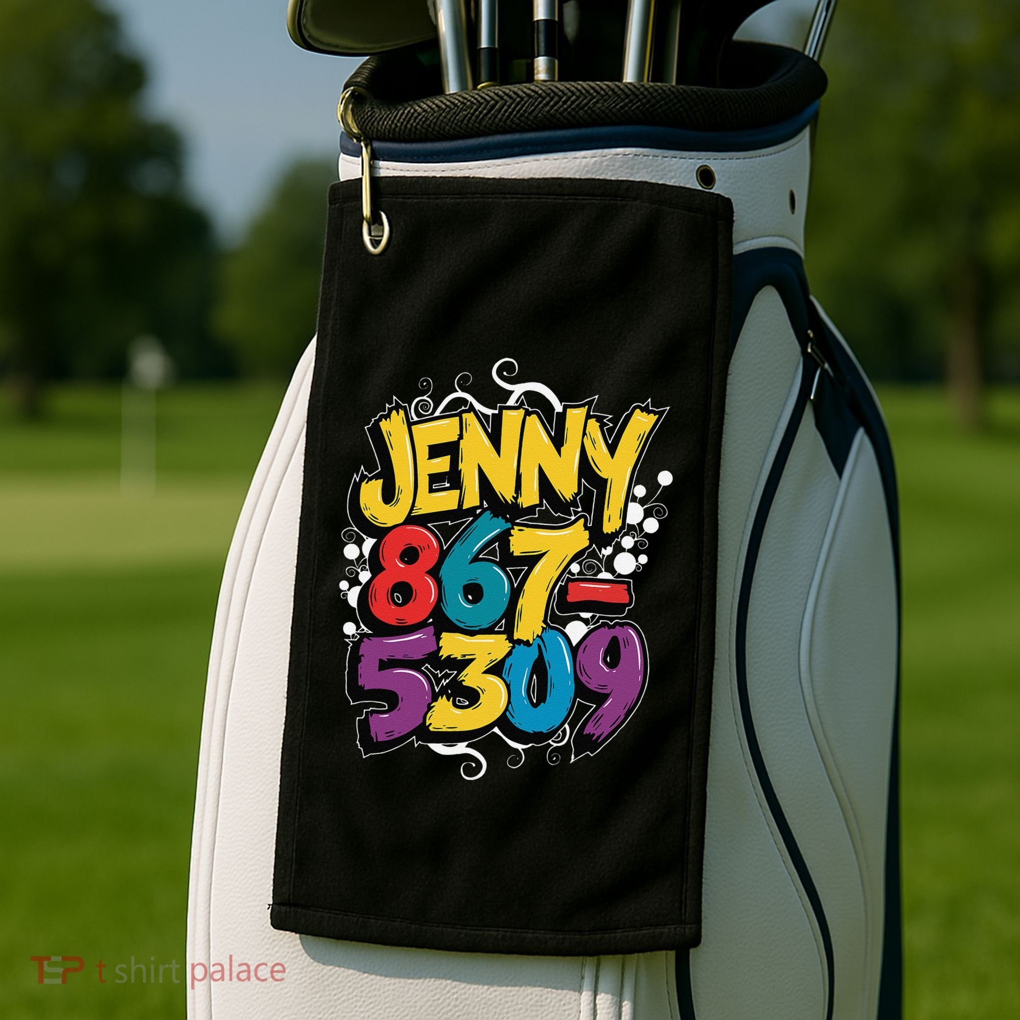 Nostalgic Jenny Phone Number 867 5309 Retro Music 80s Funny Golf Towel