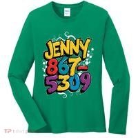 Nostalgic Jenny Phone Number 867 5309 Retro Music 80s Funny Women's Long Sleeve Shirt thumb 0