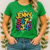 Nostalgic Jenny Phone Number 867 5309 Retro Music 80s Funny Women's T-Shirt thumb 2