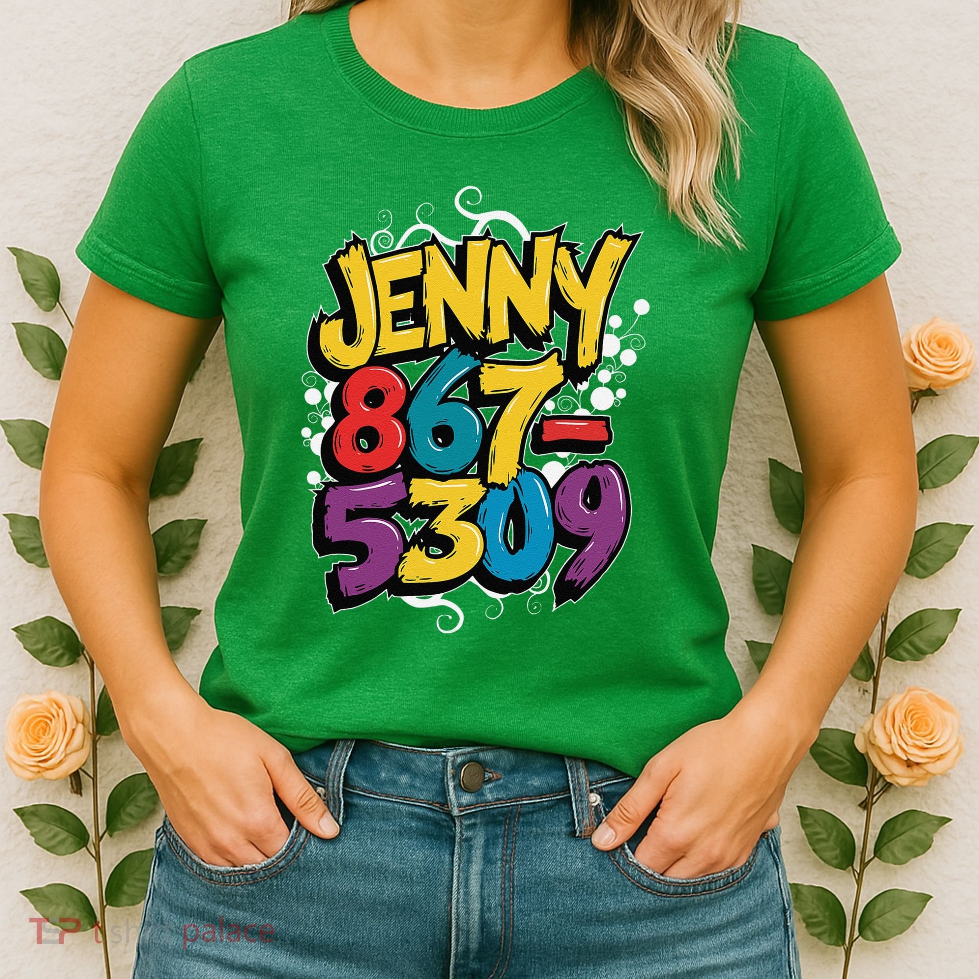 Nostalgic Jenny Phone Number 867 5309 Retro Music 80s Funny Women's T-Shirt