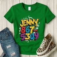 Nostalgic Jenny Phone Number 867 5309 Retro Music 80s Funny Women's T-Shirt thumb 3