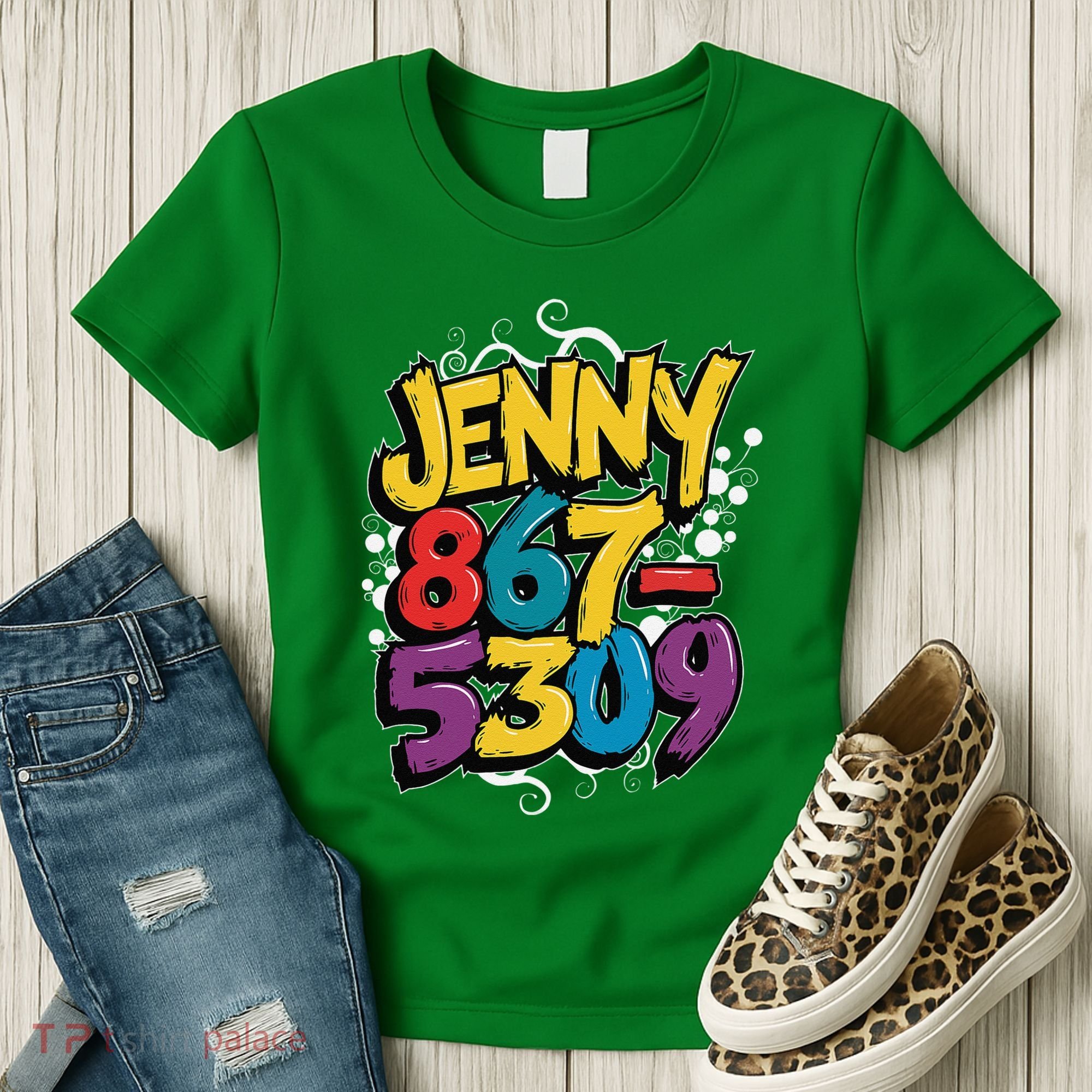 Nostalgic Jenny Phone Number 867 5309 Retro Music 80s Funny Women's T-Shirt