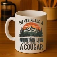 Never Killed A Mountain Lion But I've Choked A Cougar Quotes Coffee Mug thumb 4