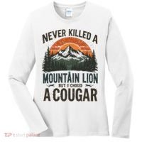 Never Killed A Mountain Lion But I've Choked A Cougar Quotes Women's Long Sleeve Shirt thumb 0