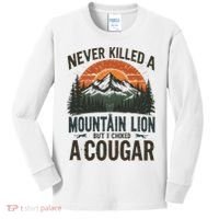 Never Killed A Mountain Lion But I've Choked A Cougar Quotes Kids Long Sleeve Shirt thumb 0