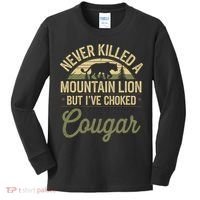 Never Killed A Mountain Lion But I've Choked A Cougar Quote  Kids Long Sleeve Shirt thumb 0