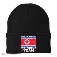 North Korean Drinking Team Funny North Korea Flag Beer Beanie thumb 0