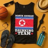 North Korean Drinking Team Funny North Korea Flag Beer Tank Top thumb 4