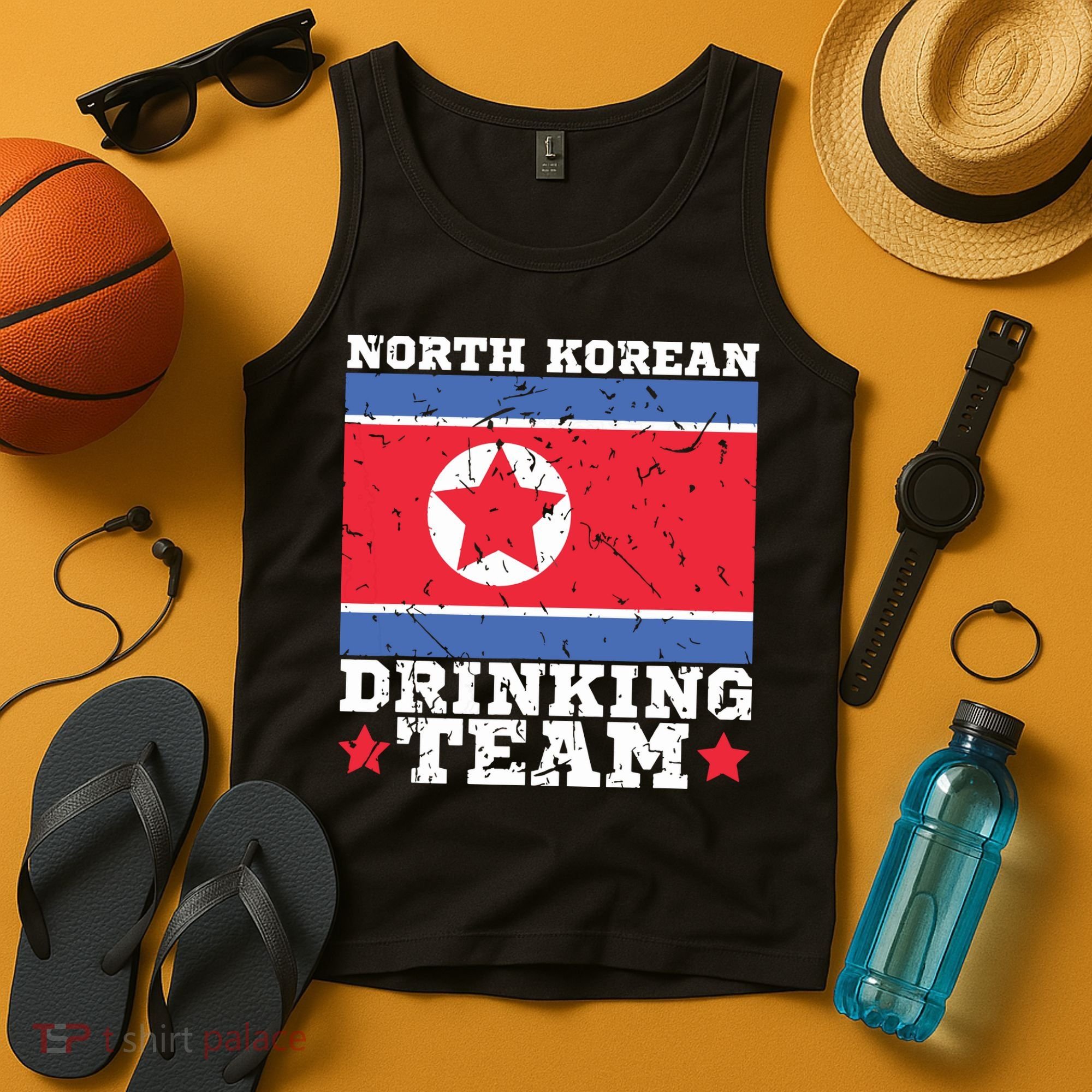 North Korean Drinking Team Funny North Korea Flag Beer Tank Top