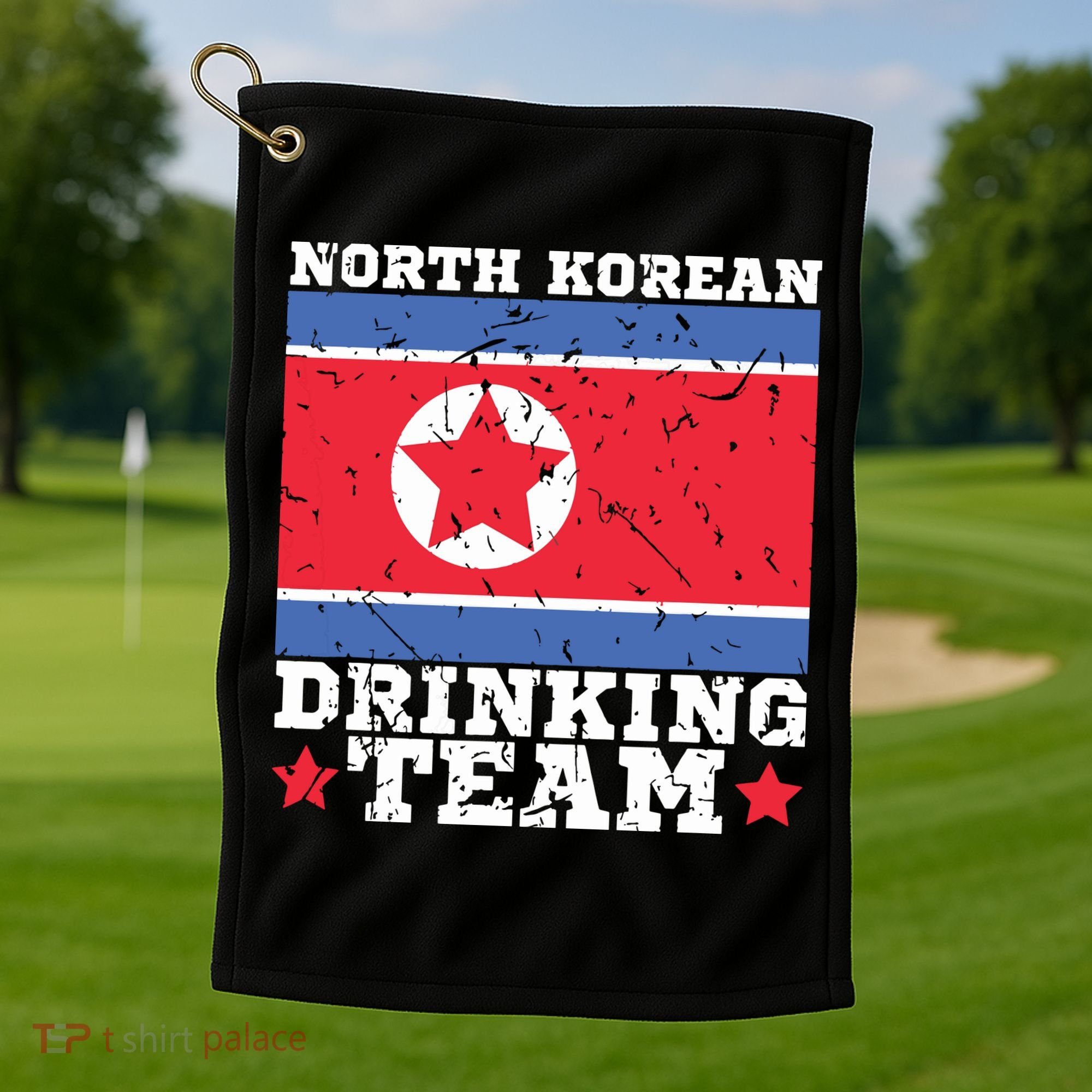 North Korean Drinking Team Funny North Korea Flag Beer Golf Towel