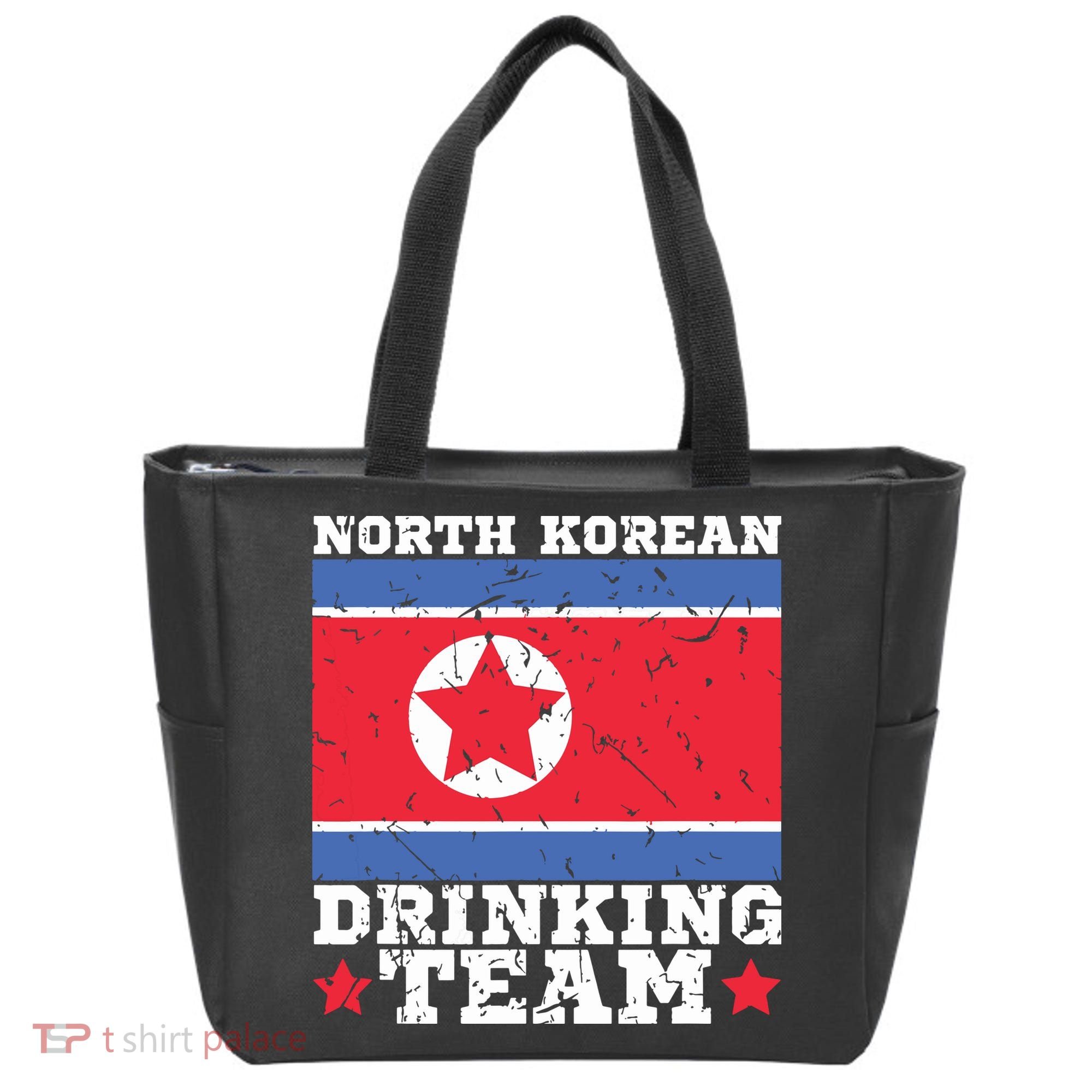 North Korean Drinking Team Funny North Korea Flag Beer Tote Bag