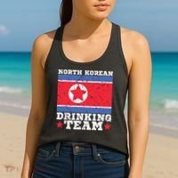 North Korean Drinking Team Funny North Korea Flag Beer Women's Tank Top thumb 2