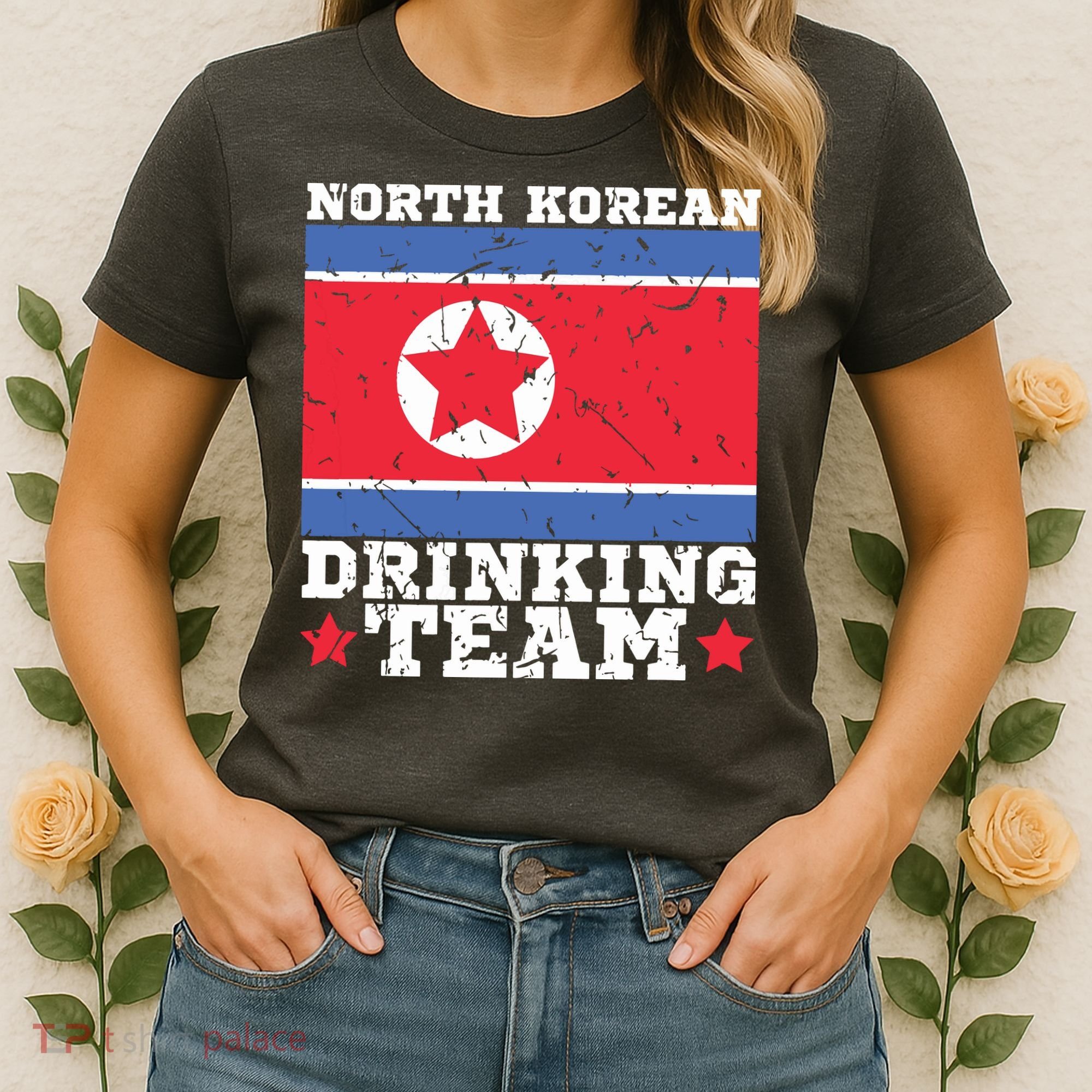 North Korean Drinking Team Funny North Korea Flag Beer Women's T-Shirt