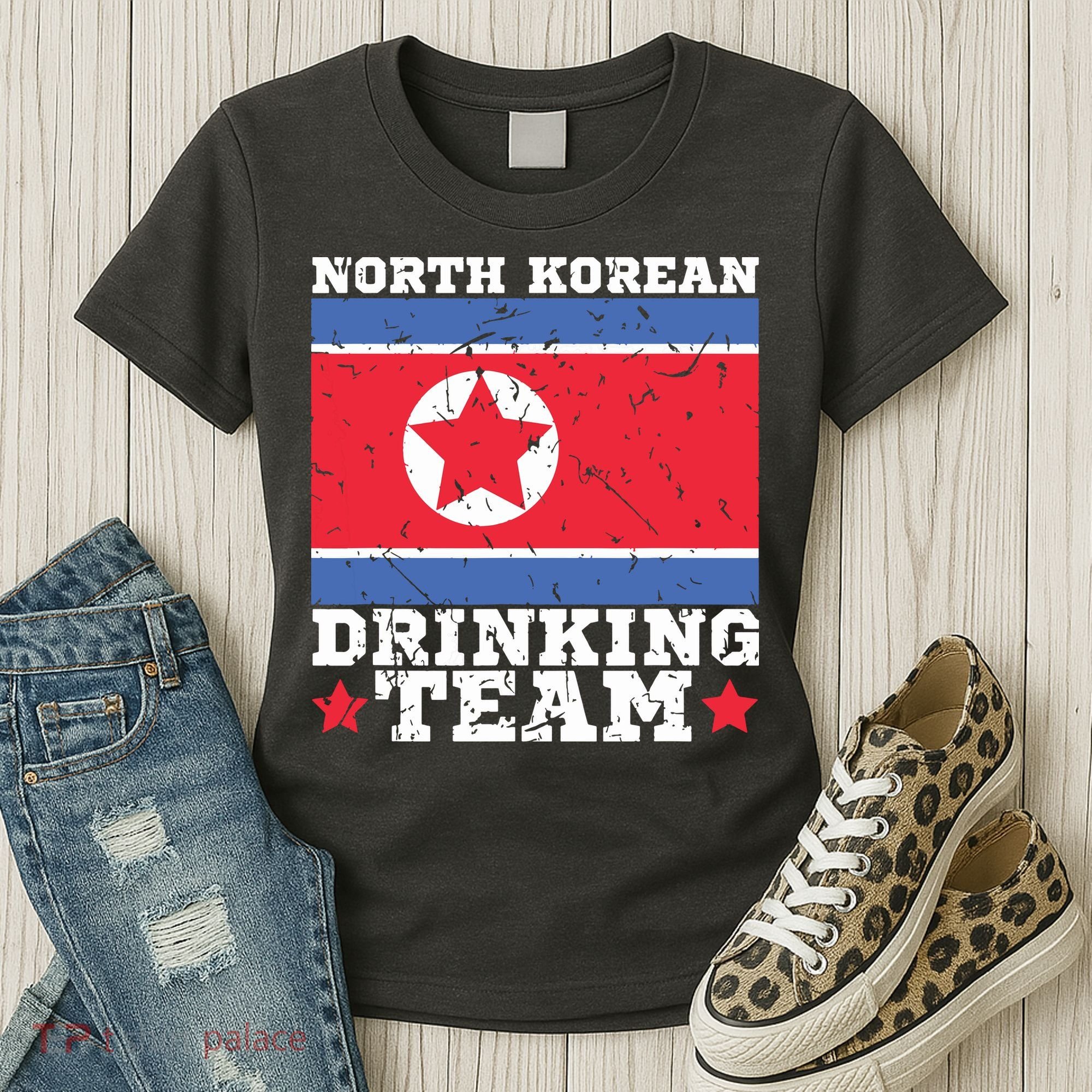 North Korean Drinking Team Funny North Korea Flag Beer Women's T-Shirt