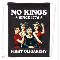 No Kings Fight Oligarchy Drawstring Bag thumb 0