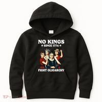 No Kings Fight Oligarchy Kids Hoodie thumb 0