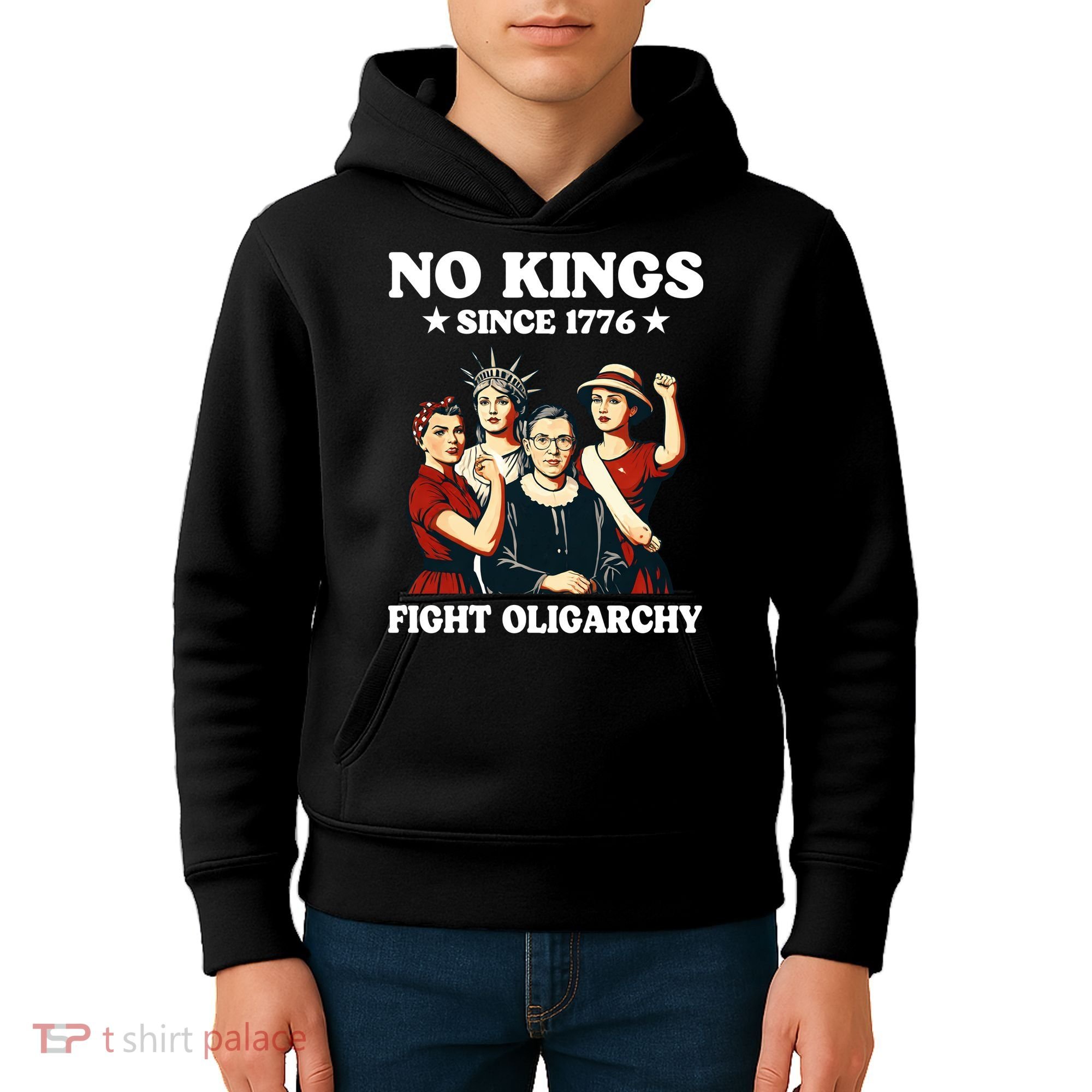 No Kings Fight Oligarchy Kids Hoodie