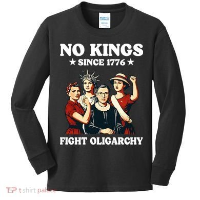 No Kings Fight Oligarchy Kids Long Sleeve Shirt