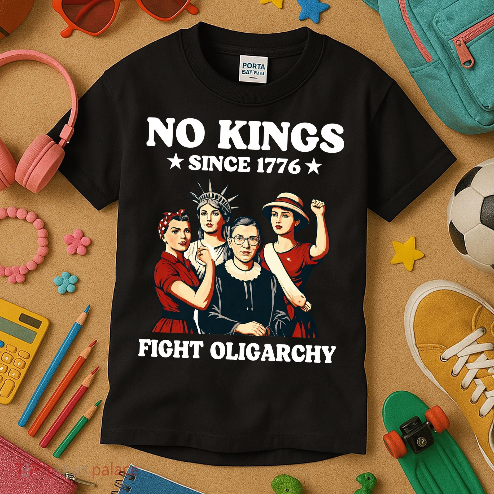 No Kings Fight Oligarchy Kids T-Shirt