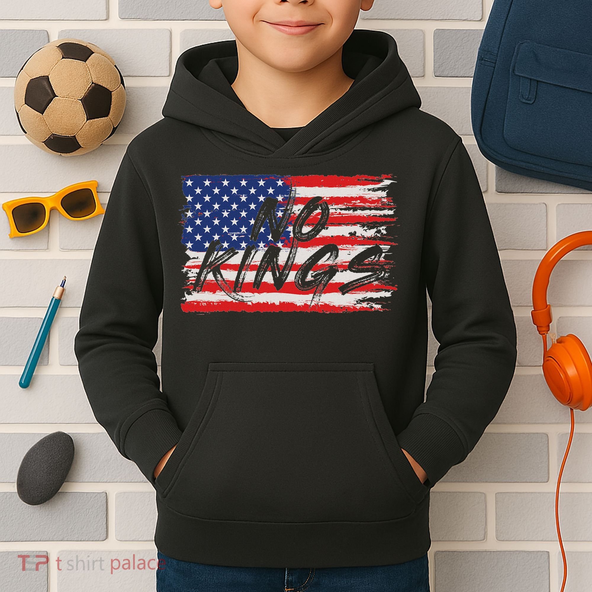 No Kings Flag Proud To Have No Kings Kids Hoodie