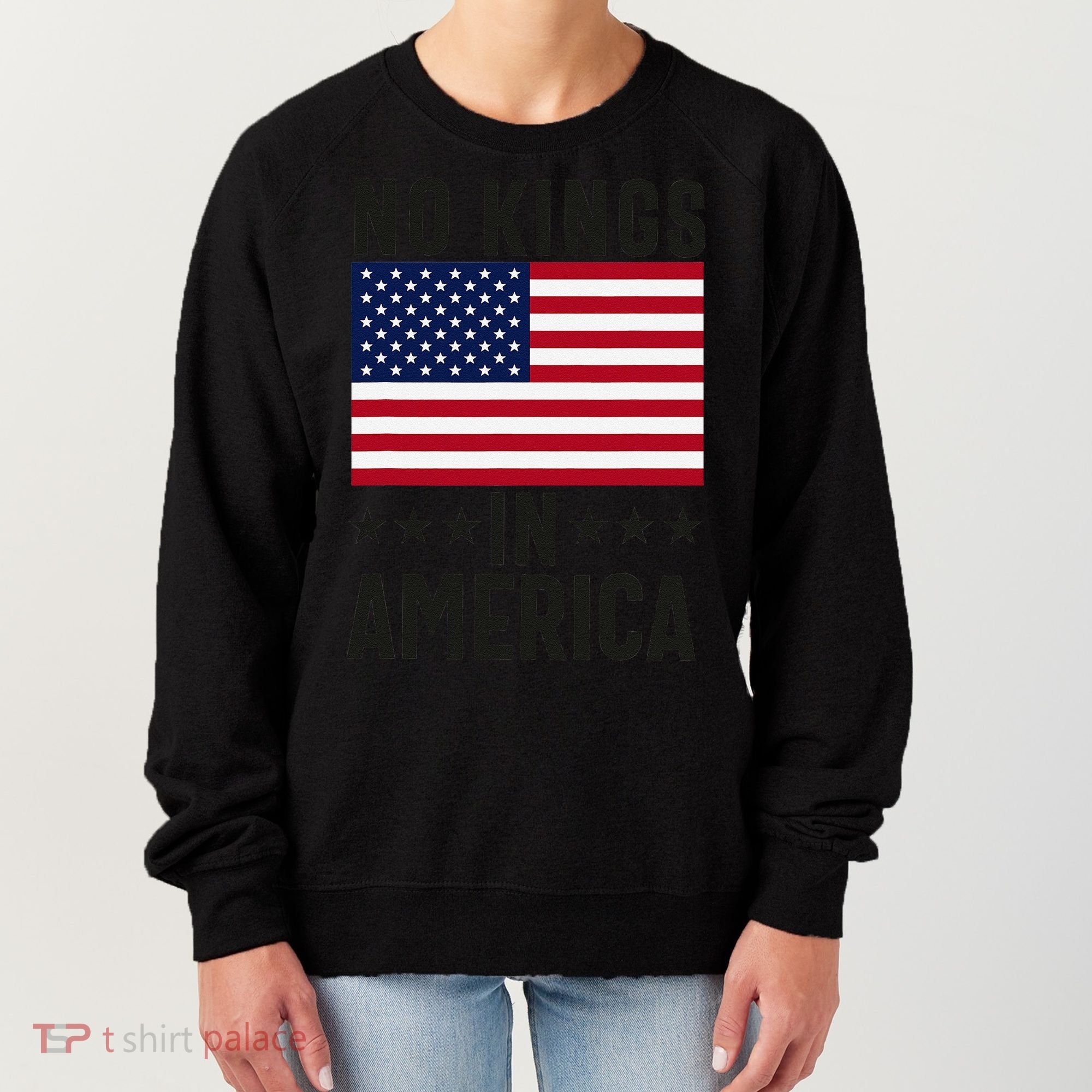 No Kings In America Flag Protest Save Democracy Women's Sweatshirt