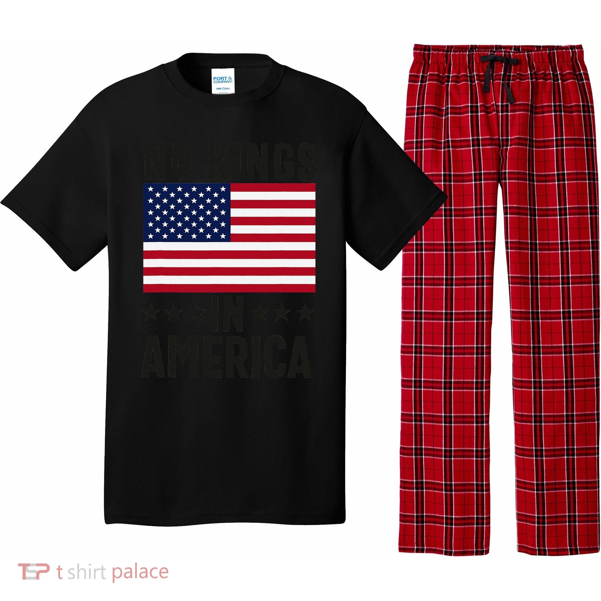 No Kings In America Flag Protest Save Democracy Pajama Set