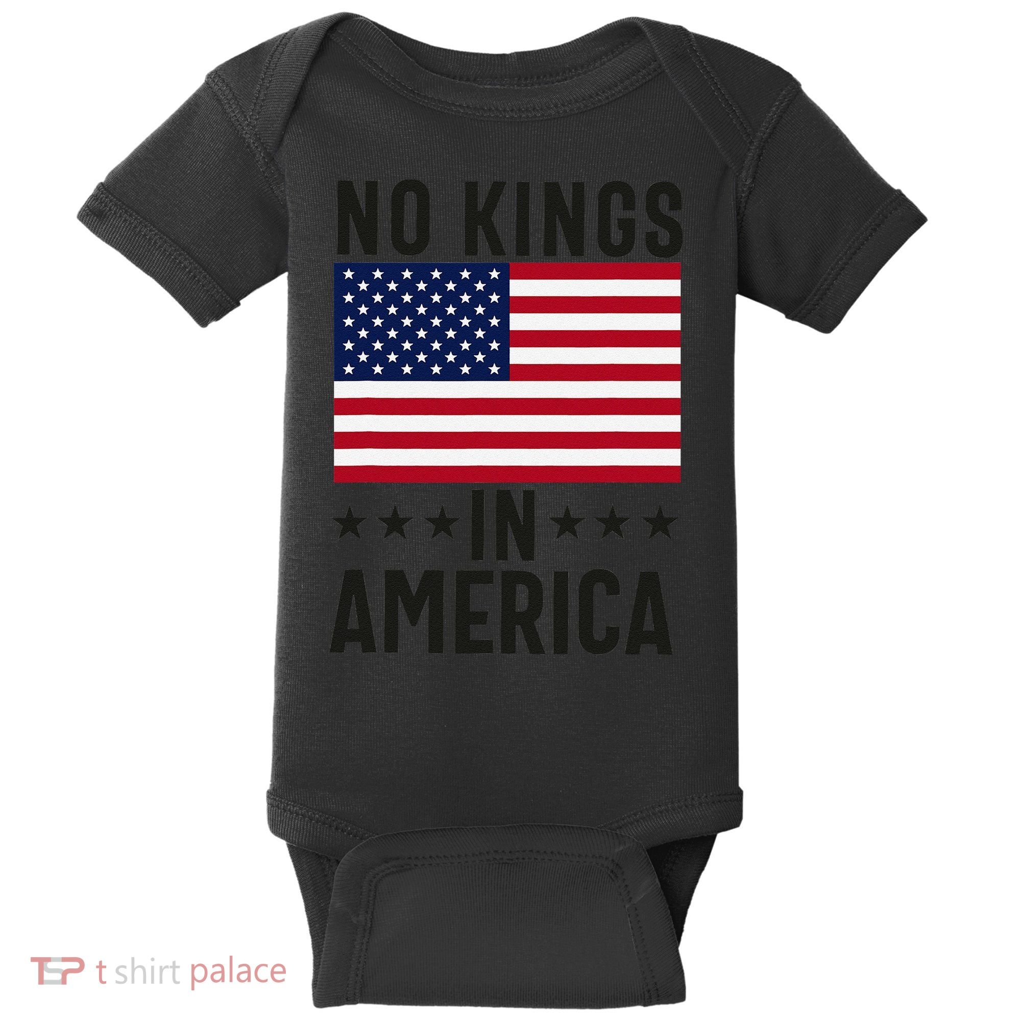 No Kings In America Flag Protest Save Democracy Baby Bodysuit