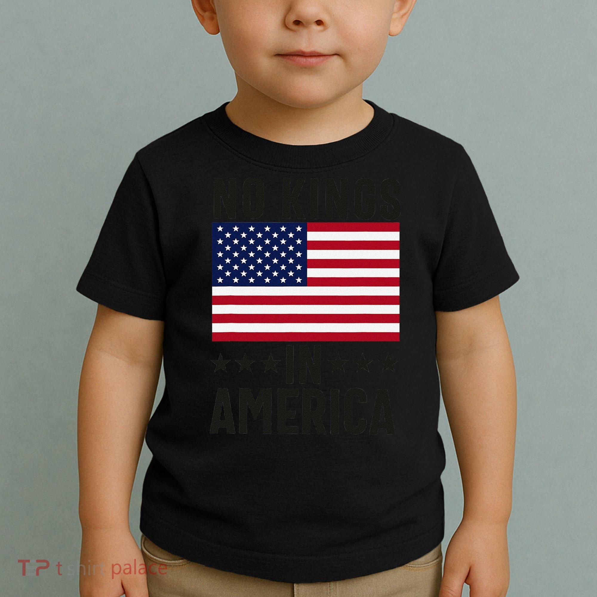 No Kings In America Flag Protest Save Democracy Toddler T-Shirt