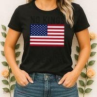 No Kings In America Flag Protest Save Democracy Women's T-Shirt thumb 2