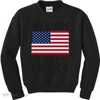 No Kings In America Flag Protest Save Democracy Kids Sweatshirt thumb 0