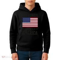 No Kings In America Flag Protest Save Democracy Kids Hoodie thumb 4