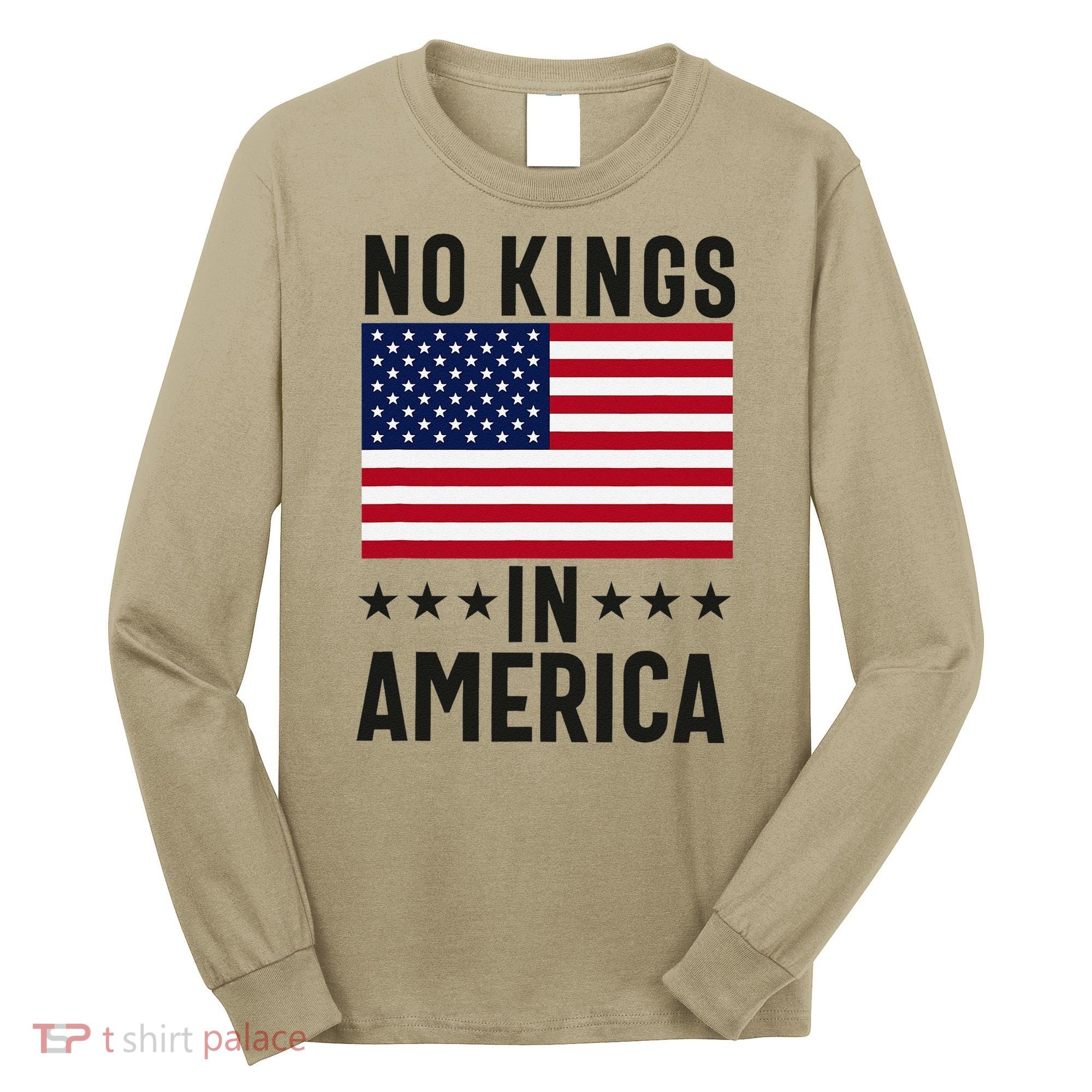 No Kings In America Flag Protest Save Democracy Long Sleeve Shirt