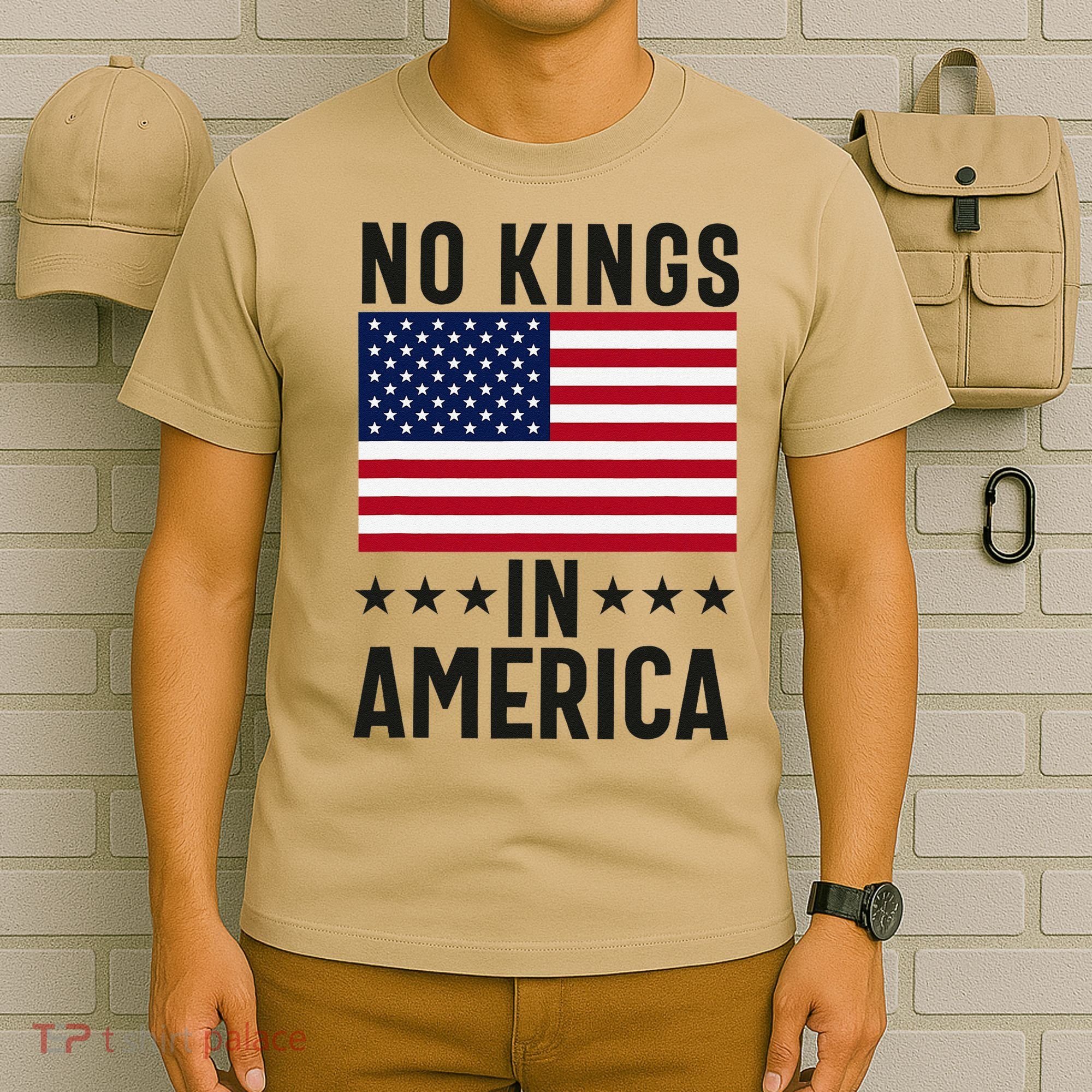 No Kings In America Flag Protest Save Democracy T-Shirt