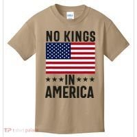 No Kings In America Flag Protest Save Democracy Kids T-Shirt thumb 0