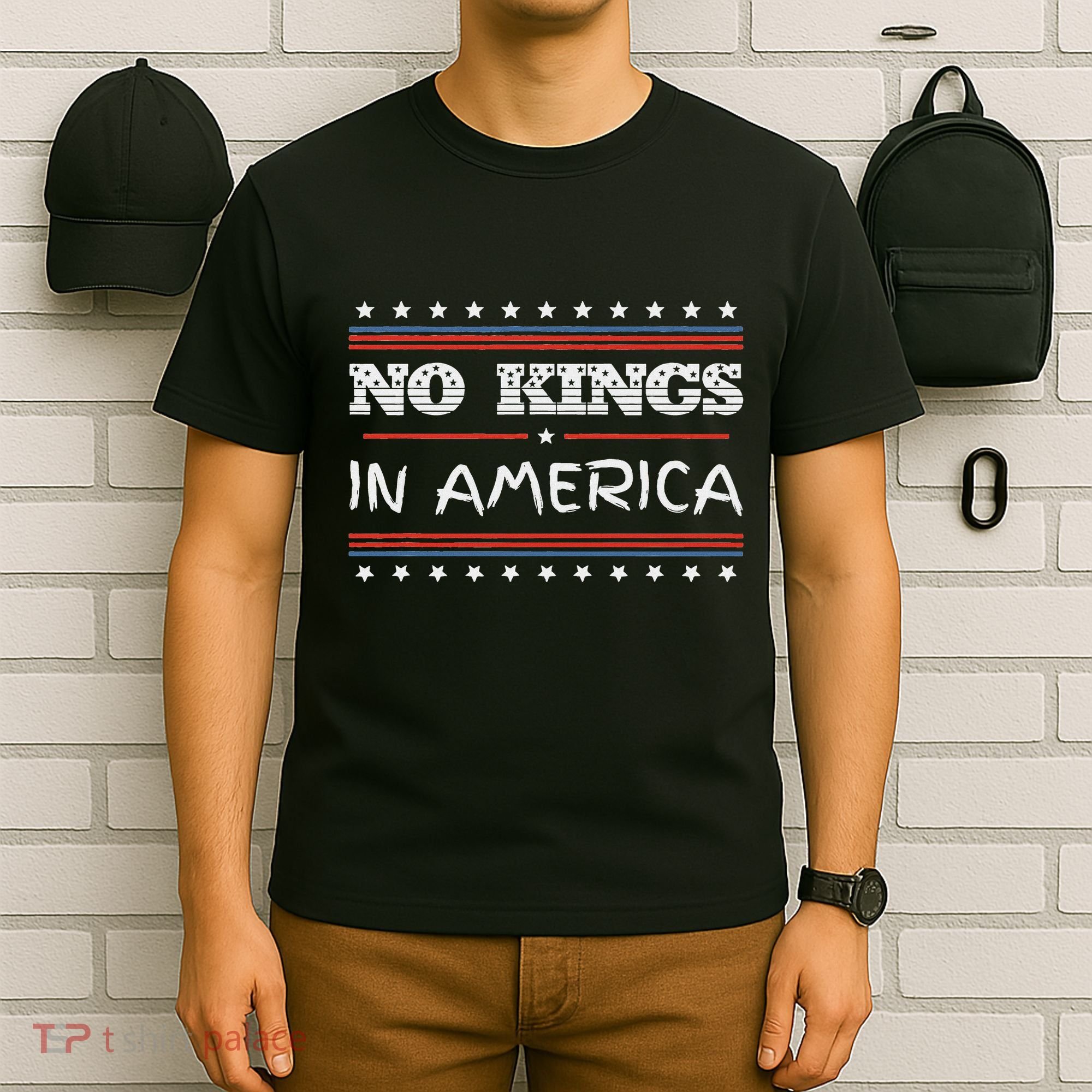 No Kings In America Save Democracy I Dissent Anti Trump Flag T-Shirt