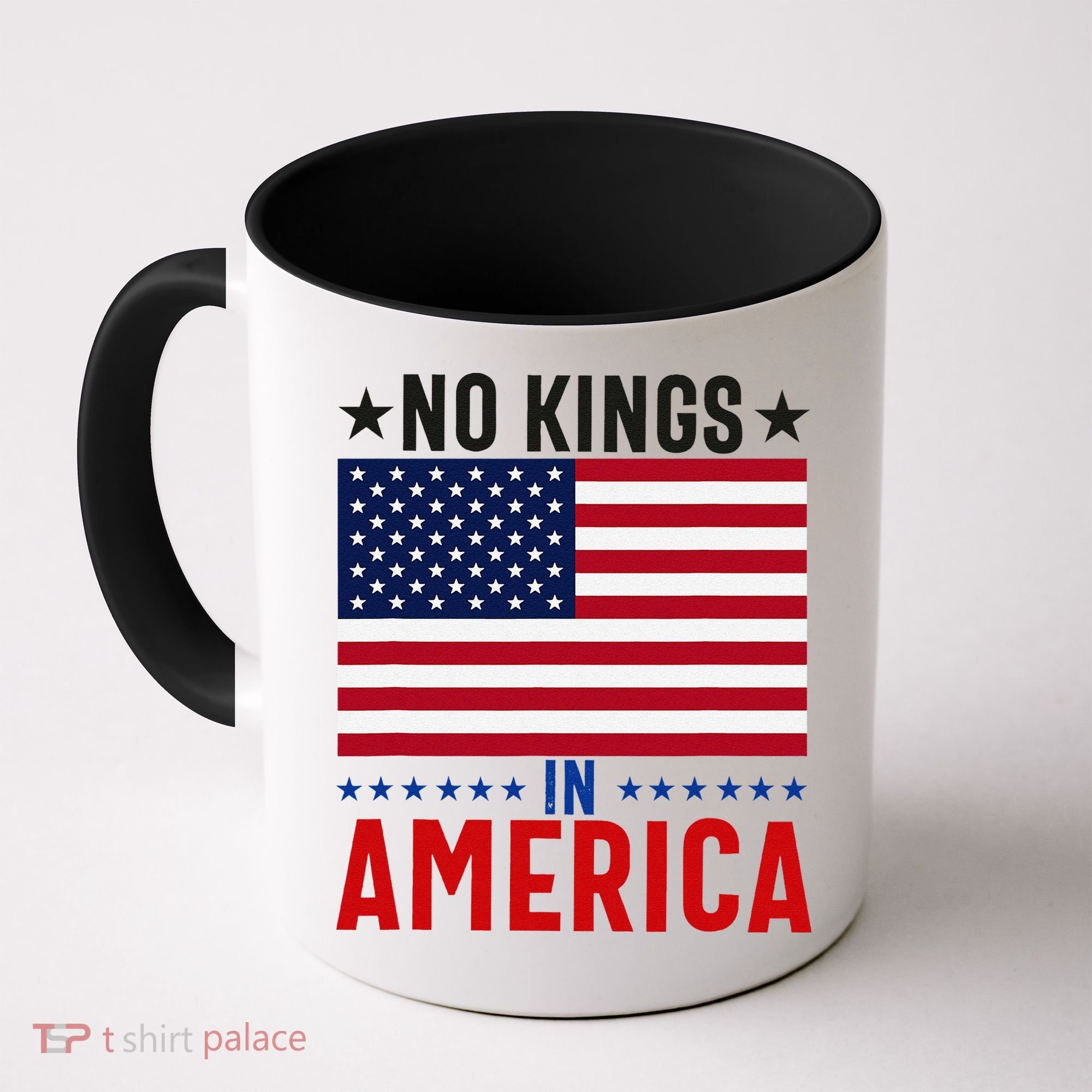 No Kings In America Flag Protest Save Democracy Coffee Mug