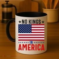 No Kings In America Flag Protest Save Democracy Coffee Mug thumb 4
