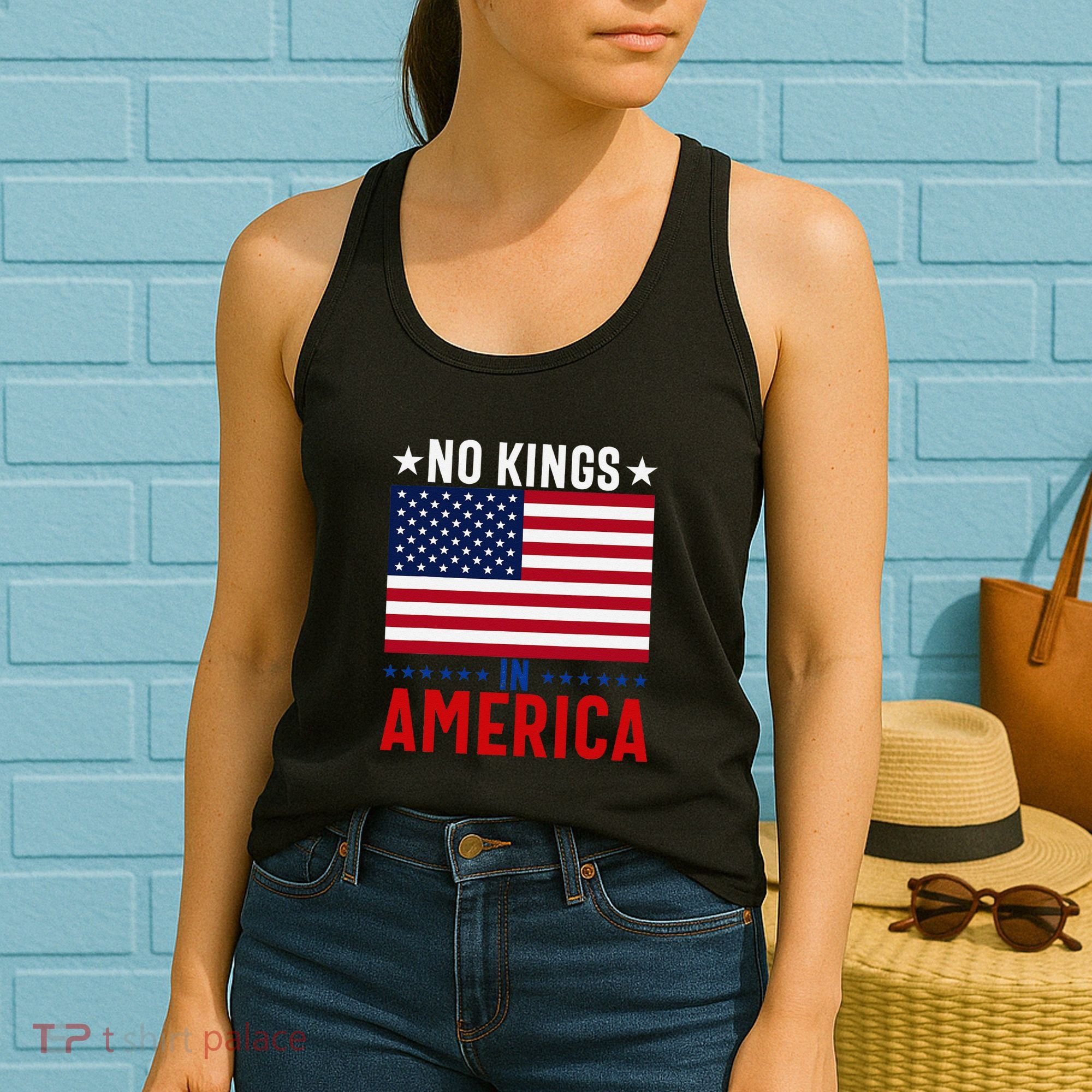 No Kings In America Flag Protest Save Democracy Women's Tank Top