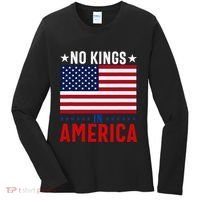 No Kings In America Flag Protest Save Democracy Women's Long Sleeve Shirt thumb 0