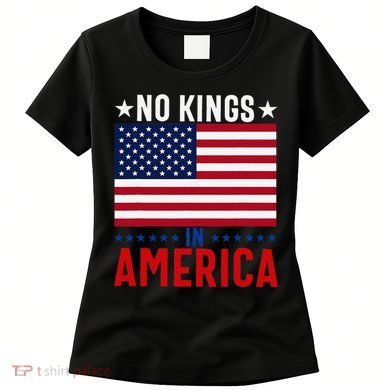 No Kings In America Flag Protest Save Democracy Women's T-Shirt