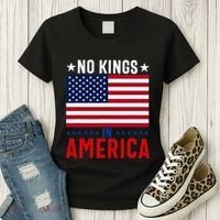 No Kings In America Flag Protest Save Democracy Women's T-Shirt thumb 3