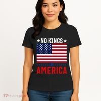 No Kings In America Flag Protest Save Democracy Women's T-Shirt thumb 4