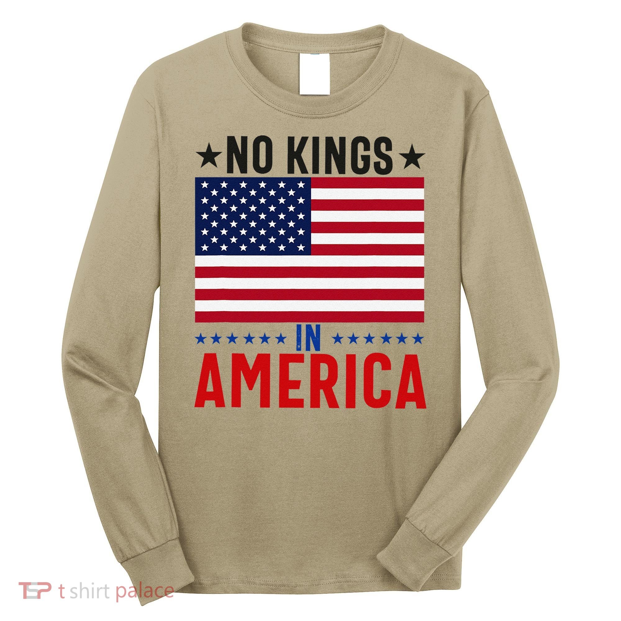 No Kings In America Flag Protest Save Democracy Long Sleeve Shirt