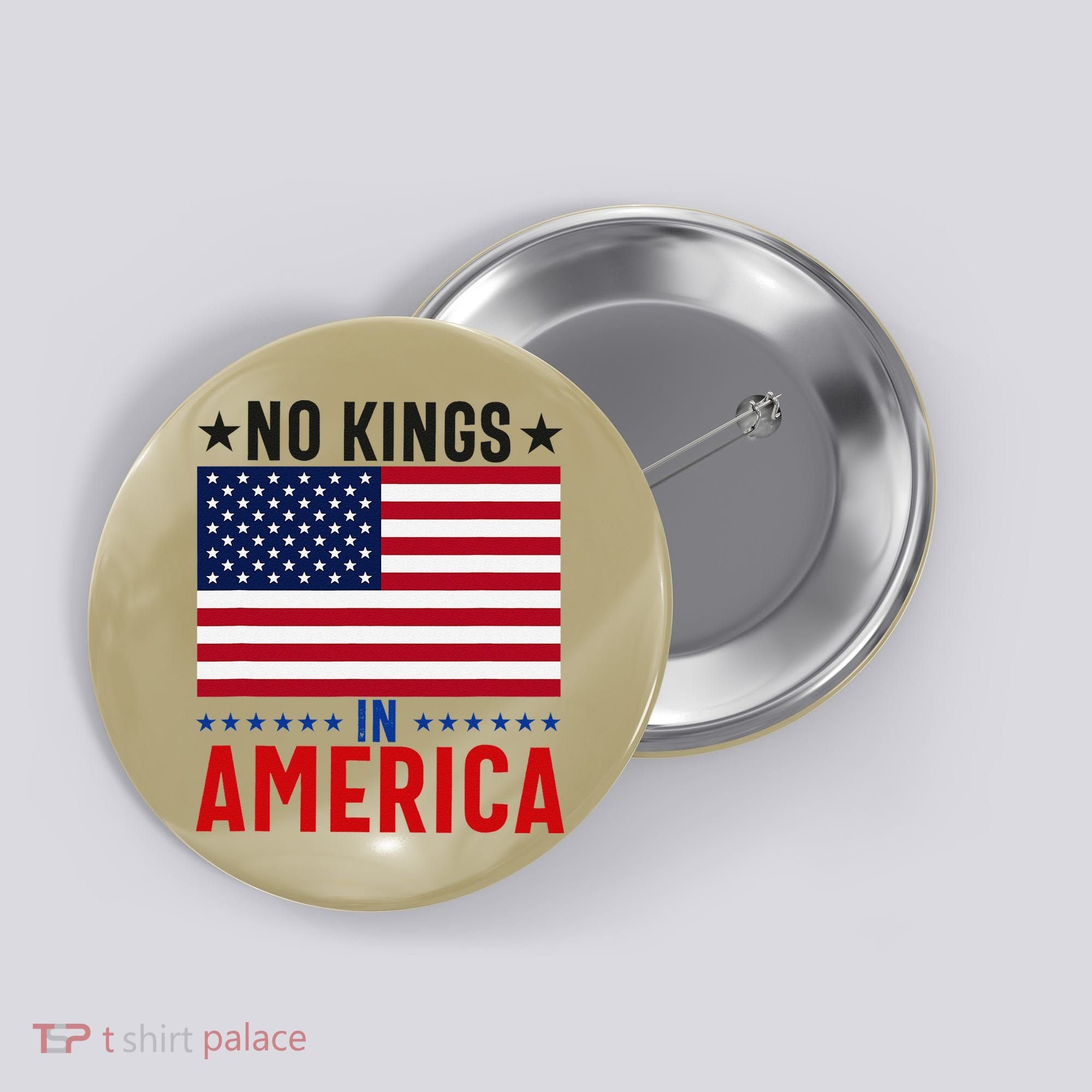 No Kings In America Flag Protest Save Democracy Button