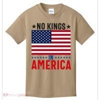 No Kings In America Flag Protest Save Democracy Kids T-Shirt thumb 0