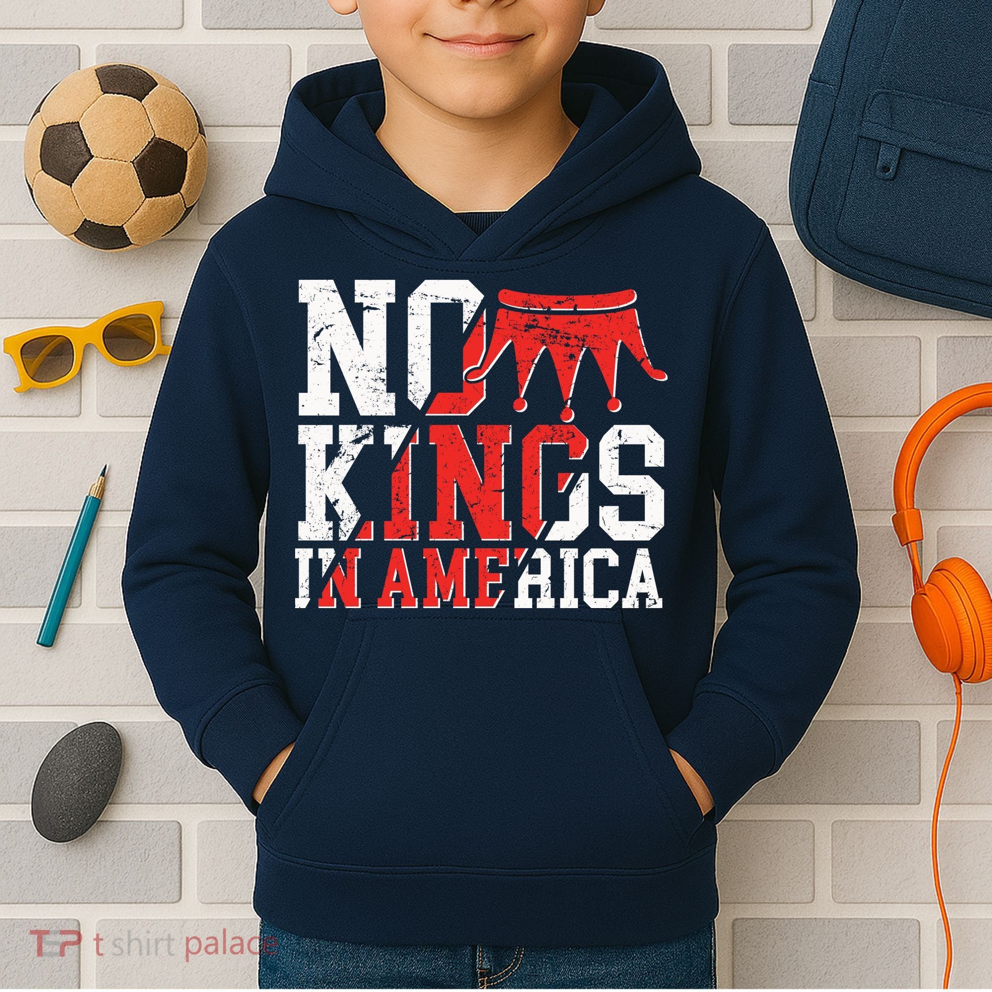 No Kings In America Kids Hoodie