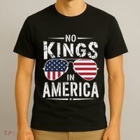 No Kings In America Sunglasses Us Flag Funny Anti Trump T-Shirt thumb 3